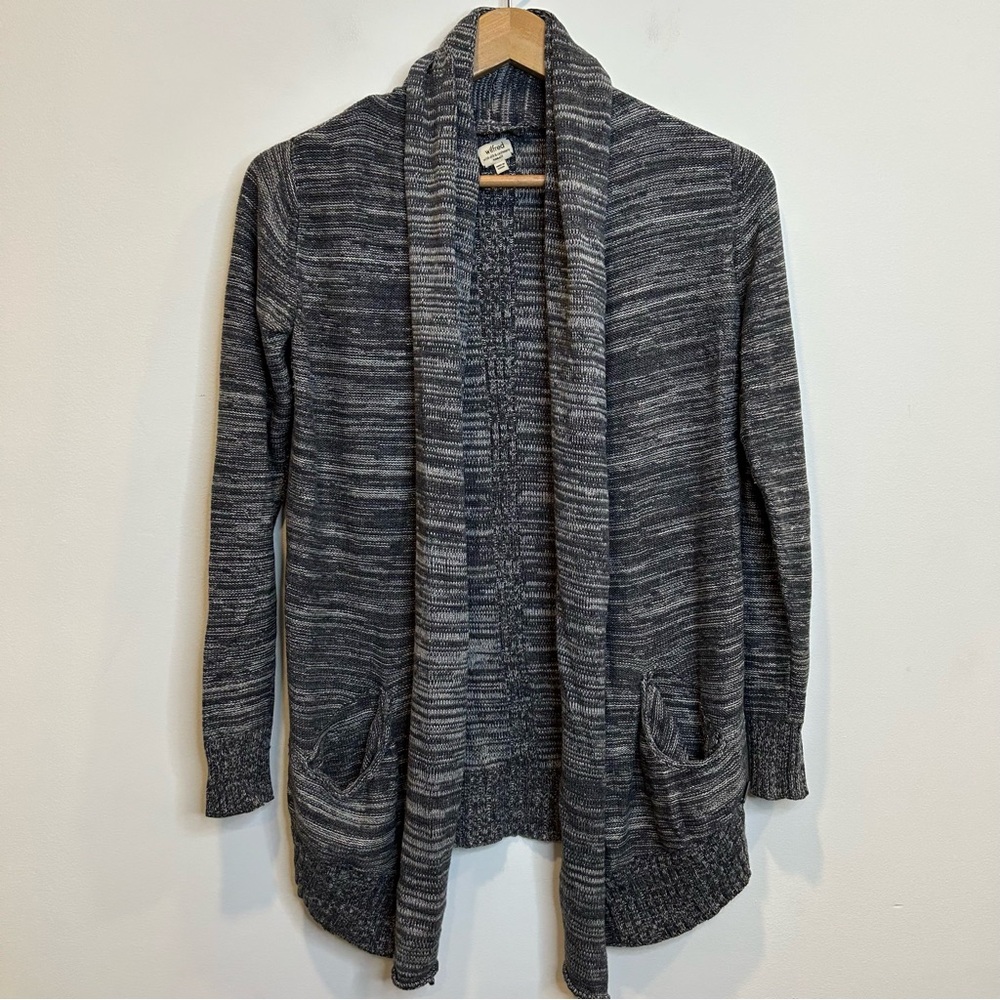 Aritzia Wilfred Silk Cashmere Knit Open Front Cardigan Sweater Grey